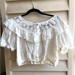NWOT LoveShackFancy Elania Crop Top